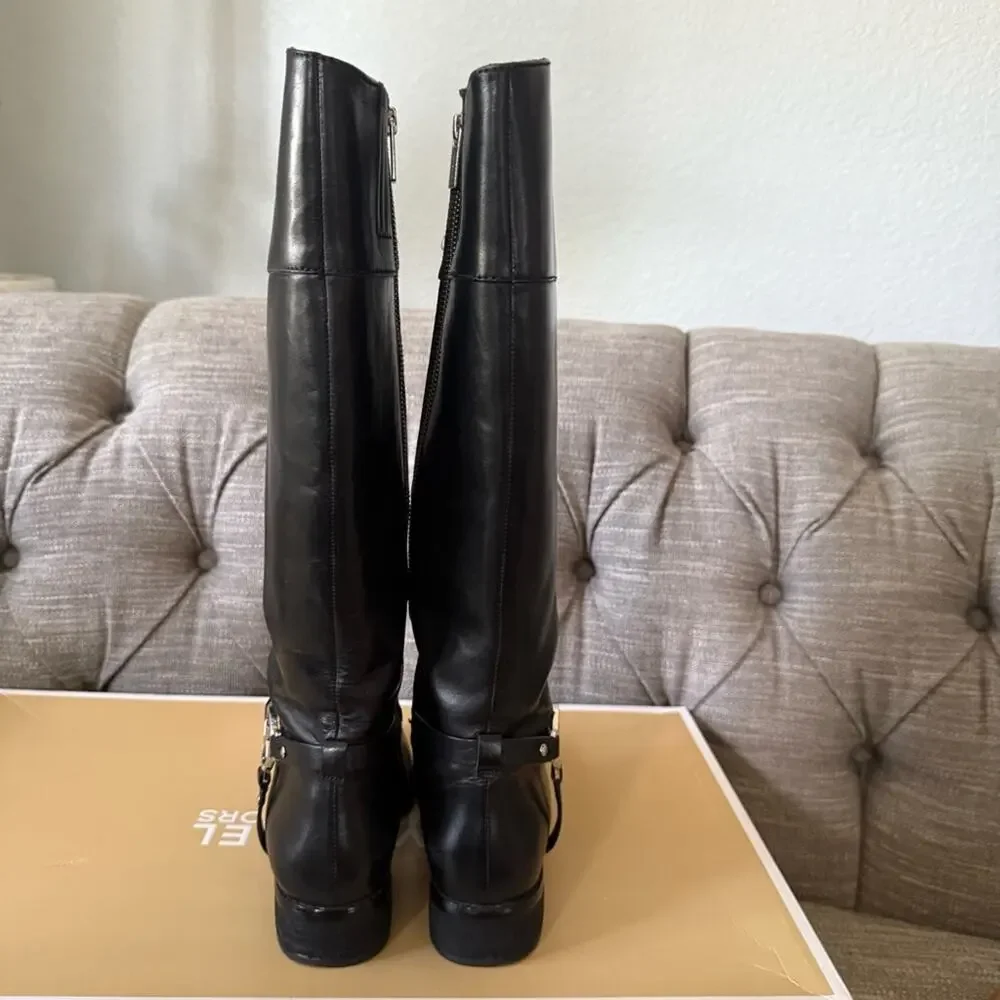 Michael Kors Tall Leather Side Zip Boots Women’s 7.5